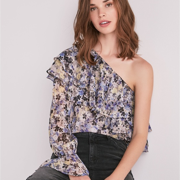 Lucky‎ Brand Floral One Shoulder Top Small - Picture 1 of 5